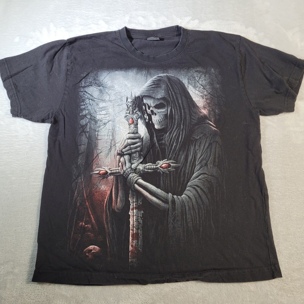 Spiral Direct T Shirt Mens XL Black Grim Reaper Gothic Sword Skull Graphic Tee